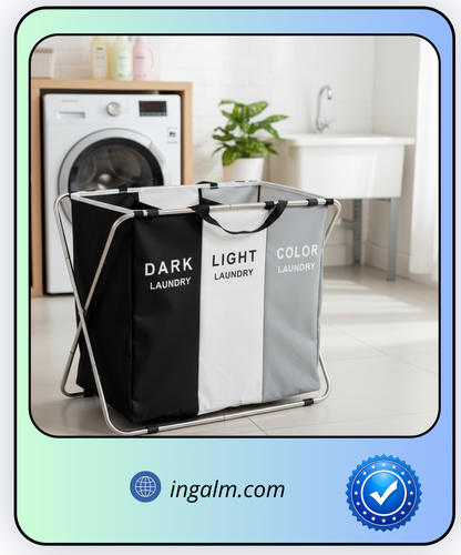 Hamper/Cesta de Ropa Sucia de 3 Divisiones grande 180 L
