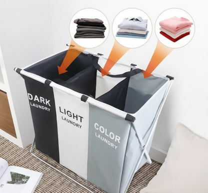 Hamper/Cesta de Ropa Sucia de 3 Divisiones grande 180 L