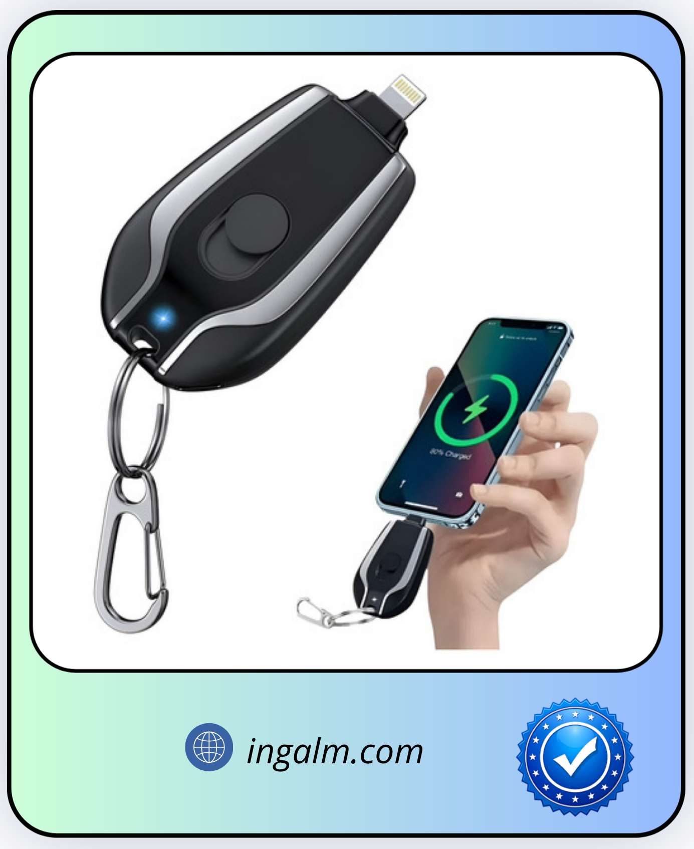 Llavero Cargador Para Iphone Negro